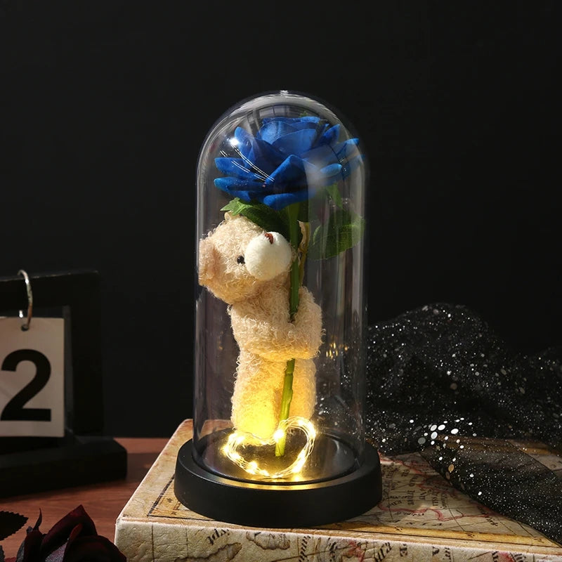 ✨ Galaktyczna Wieczna Róża w Szklanej Kopule – magiczny prezent miłości