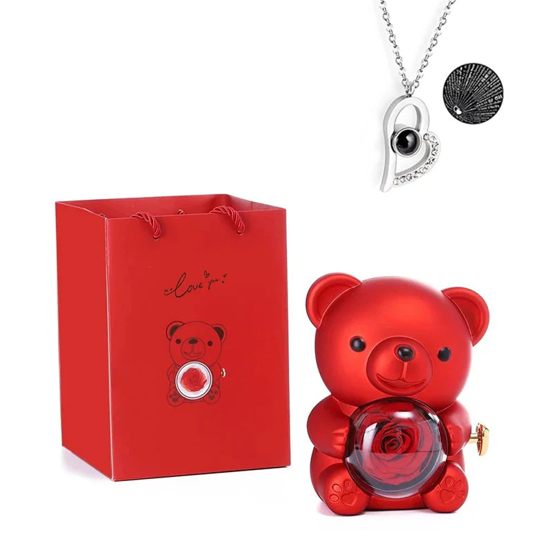 🐻🌹 Miś z Wieczną Różą i naszyjnikiem HIT WALENTYNEK 2026!